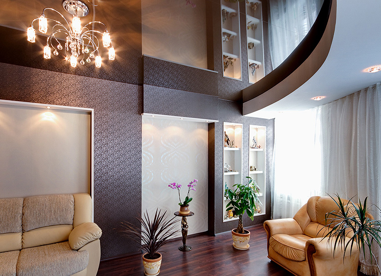 Глянцевые натяжные потолки-98