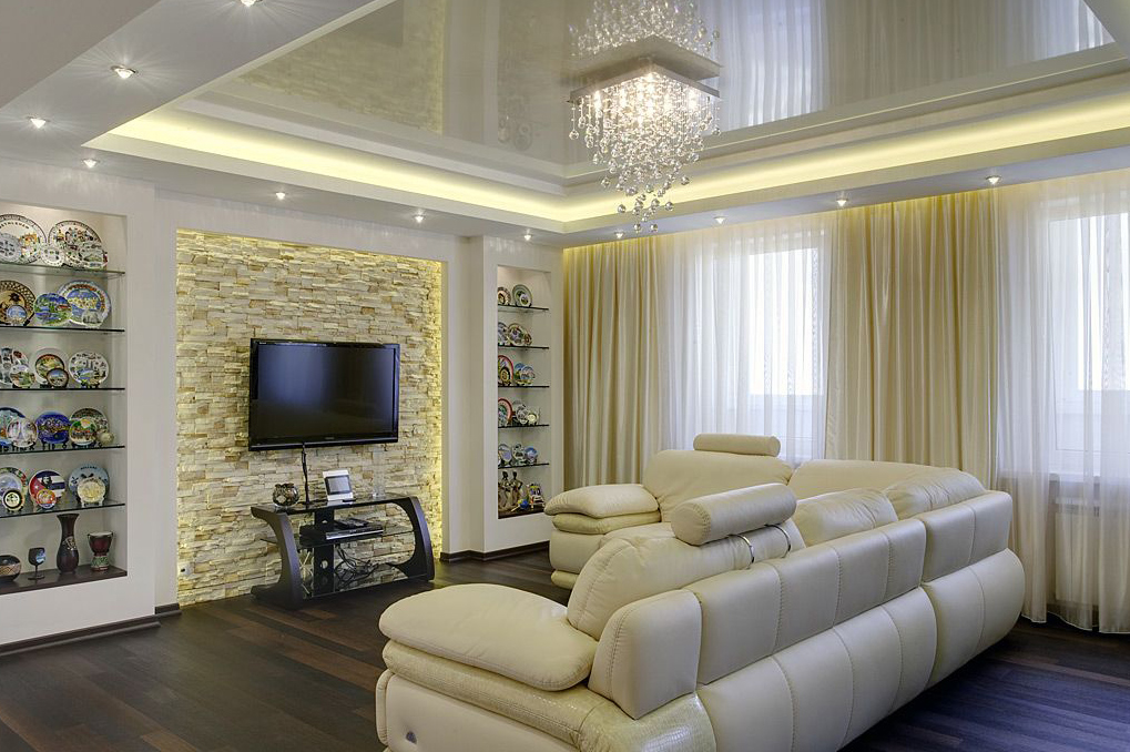 Глянцевые натяжные потолки-86