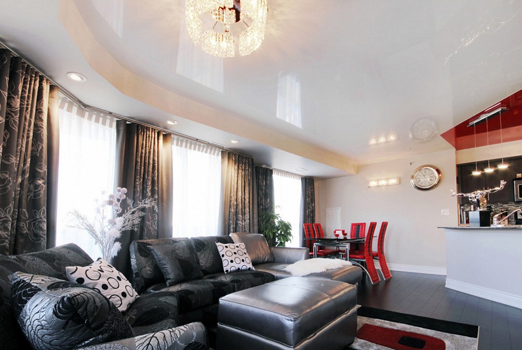 Глянцевые натяжные потолки-36