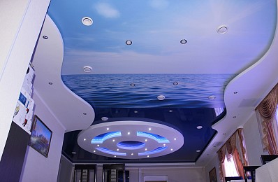 Двухуровневые натяжные потолки-7